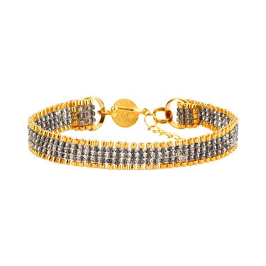 Brazalete Telar Dorado Mini Liso Plata Pavonada